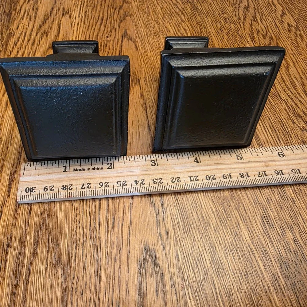 Set of 2 Dark Bronze Textured Square Wood Curtain Rod Finials Replacement Ends‎
